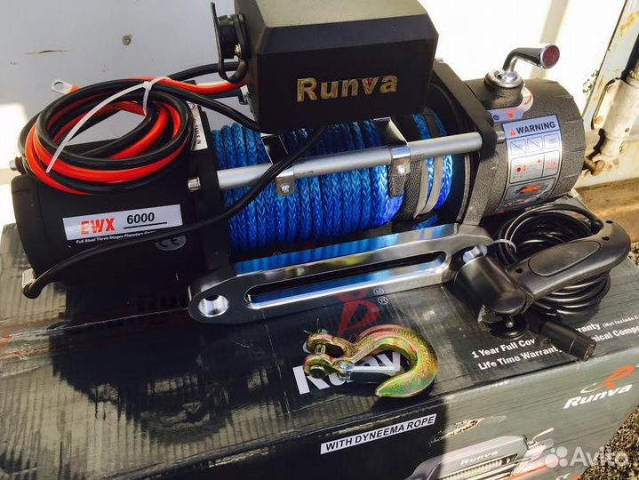 Лебёдка электрическая 12V Runva 6000 lbs кевлар