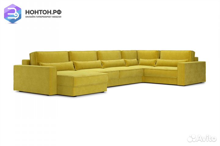 Диван п-образный тик-так Сохо горчичный