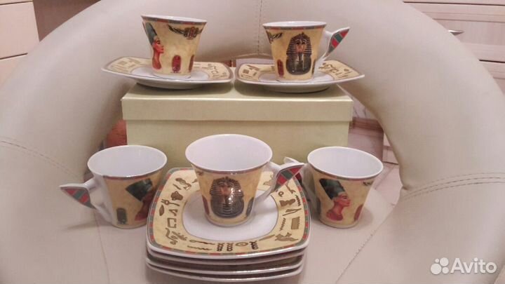 Кофейный сервиз из Египта,5 шт. чашки+блюдца