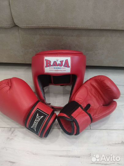 Шлем боксерский кожа+перчатки бокс. кожа 10 унций