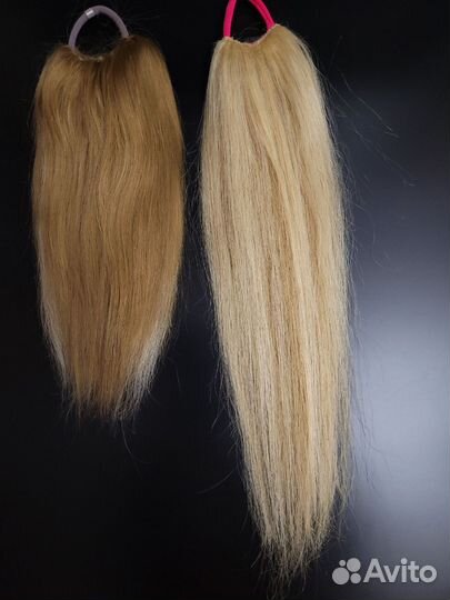 Шиньон, хвост на резинке, натуральные волосы