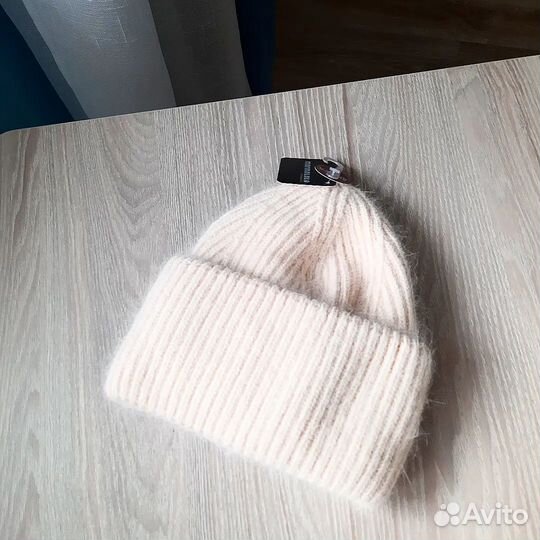 Теплая новая Шапка бини (с бирками) Кремовый цвет