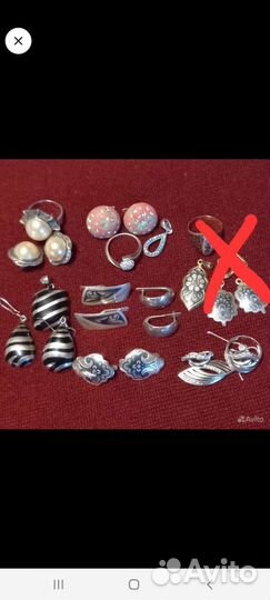 Серьги и кольца из серебра