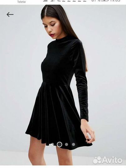 Черное бархатное платье Boohoo ASOS