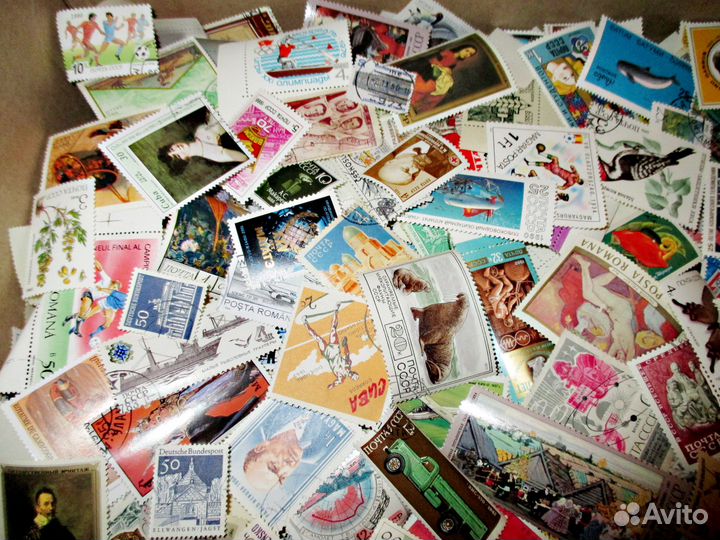 Почтовые марки (большая коробка) разные