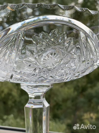 Ваза для фруктов на ножке хрусталь