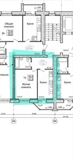 1-к. квартира, 44,9 м², 5/9 эт.
