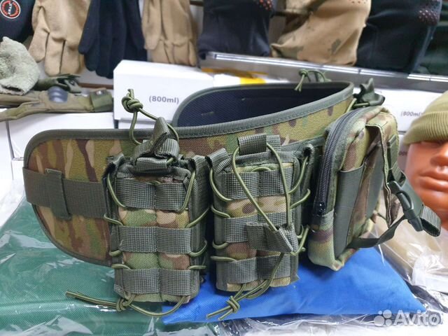 Боевой тактический пояс с подсумками молле