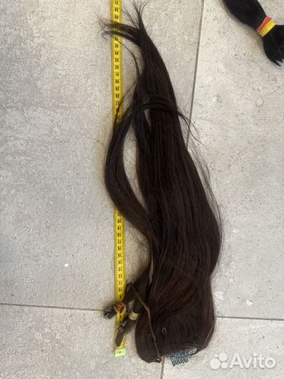 Волосы для наращивания коричневые / хвост шиньон