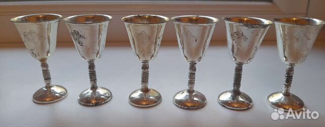 Рюмки 6 штук, комплект, серебрение