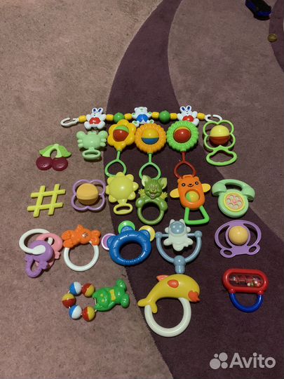 Погремушки, грызунки, растяжка погремушка