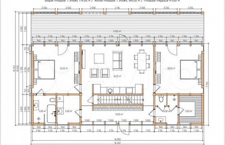 Коттедж 327 м² на участке 15 сот.