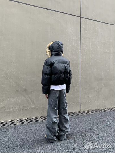 Пуховик с мехом Faux Fur Balenciaga Type y2k