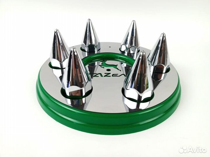 Колпаки Газель нержавейка хром зелёные к-т 2 шт