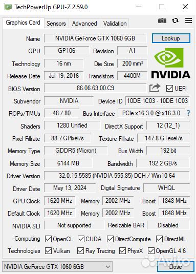 Видеокарта Palit GeForce GTX 1060 JetStream 6GB