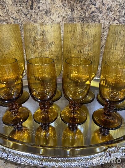 Набор Винтажные бокалы янтарное стекло