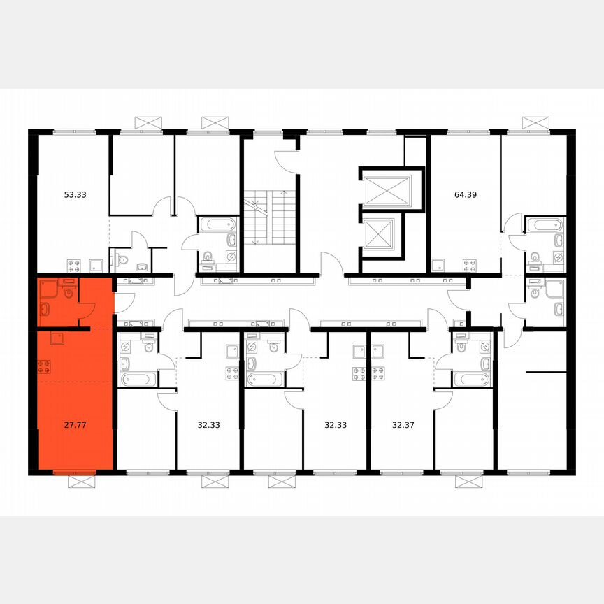 Квартира-студия, 27,8 м², 9/12 эт.
