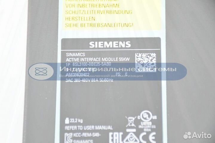 Инвертор Siemens Sinamics S120 6SL3100-0BE25-5AB0