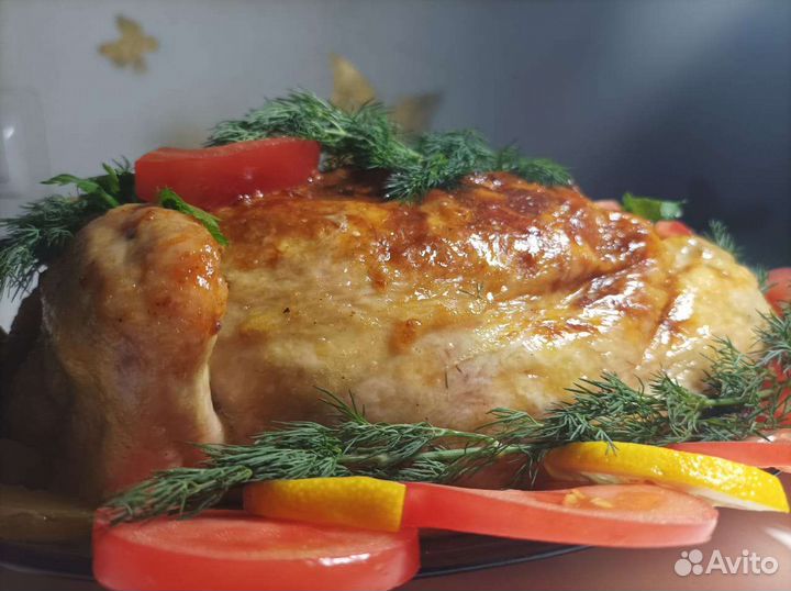 Курица бескостная,фаршированная блинами