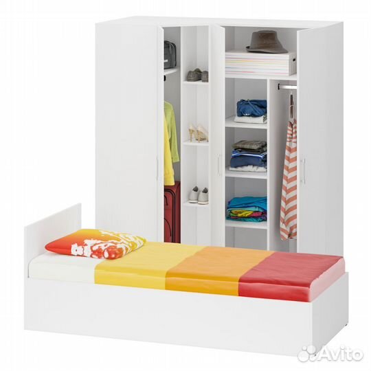 Гарнитур спальный белый № 2 Стандарт с кроватью 900, цвет белый, спальное место 900х2000 мм., без ма