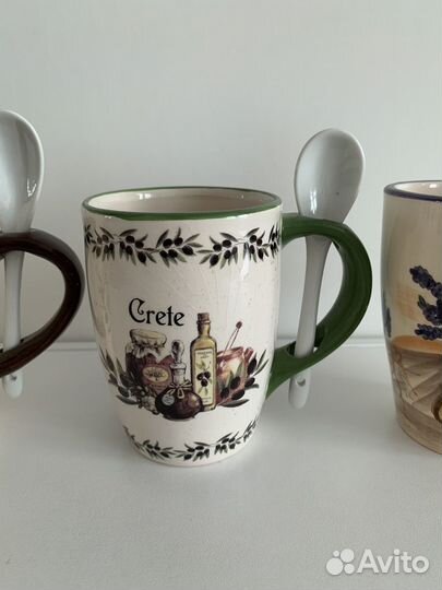 Кружки Греция, Хорватия с ложками новые набор