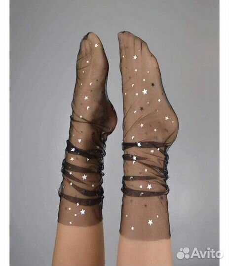 Носки в сеточку, черные длинные прозрачные