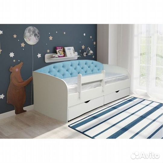 Кровать лдсп велюр детская основание ламели
