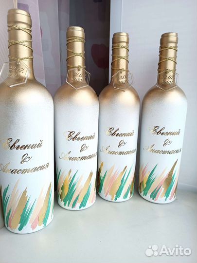 Свадебный набор бутылки бокалы банк