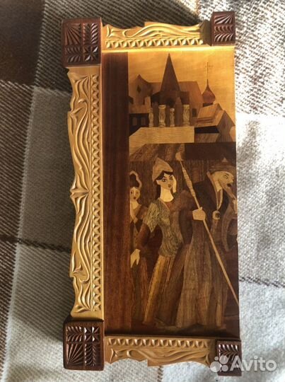 Нарды резные Панно в технике Маркетри