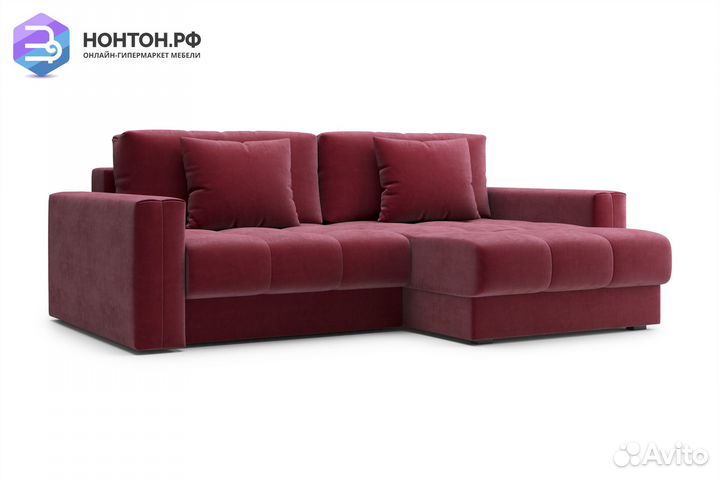 Диван угловой тик-так Монарх бордовый