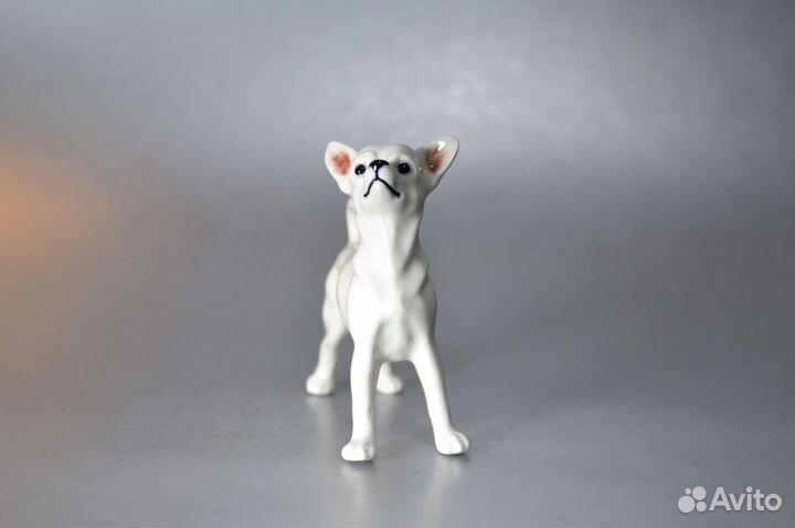 Чихуахуа белая фарфоровая статуэтка