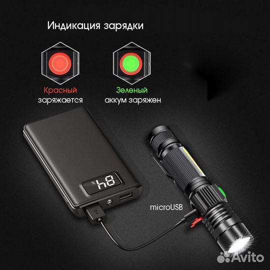 Фонарь ручной (XPH50 +COB-13W-1150 Lum)(LR27)