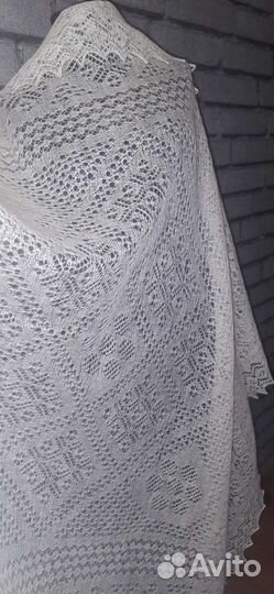 Паутинка пуховая, ажурная, козий пух, платок