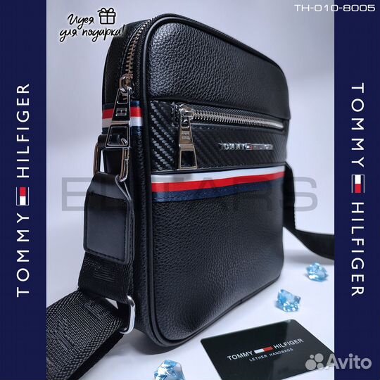 Сумка мужская карбон с лого Tommy Hilfiger арт8005