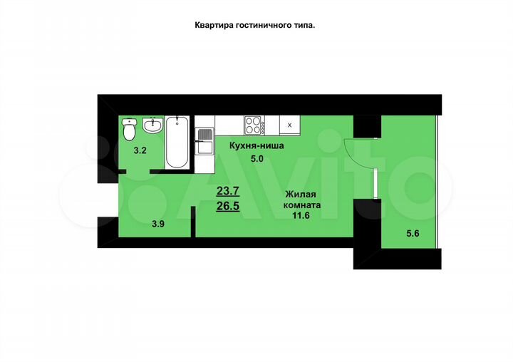 Квартира-студия, 27,7 м², 3/14 эт.