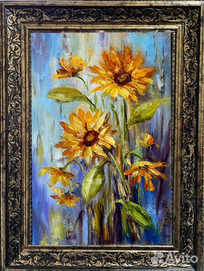 Картина подсолнухи маслом на холсте