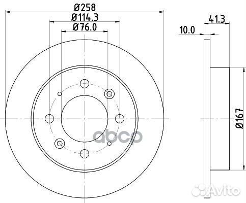 Диск тормозной задний D258 Kia Cerato