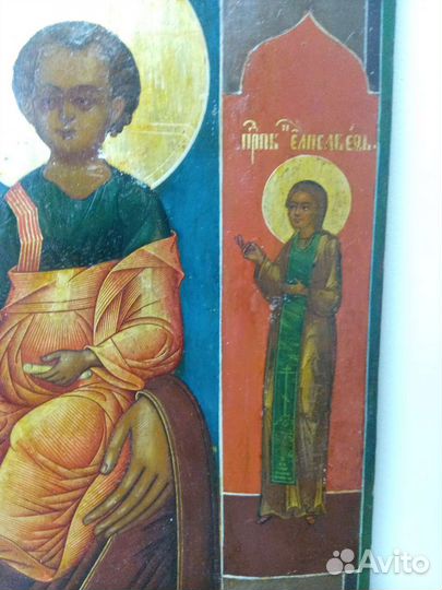 Икона Б. М. Смоленская 19 век оклад венец золото