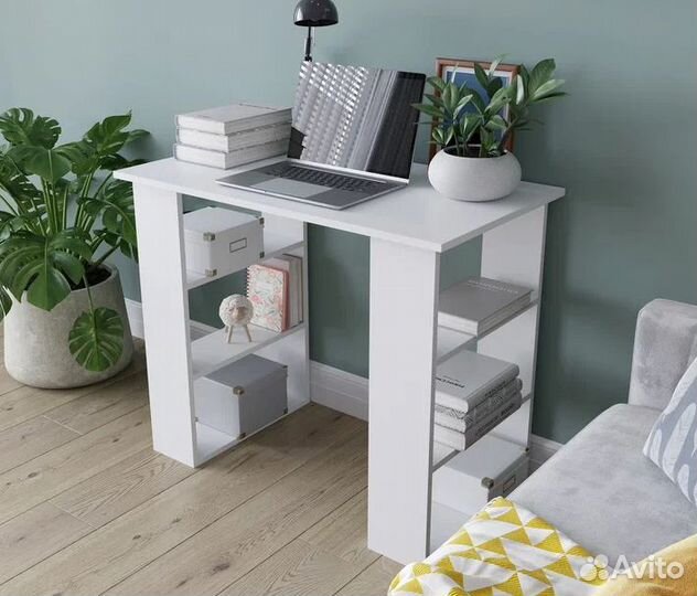 Стол письменный с полками Белый