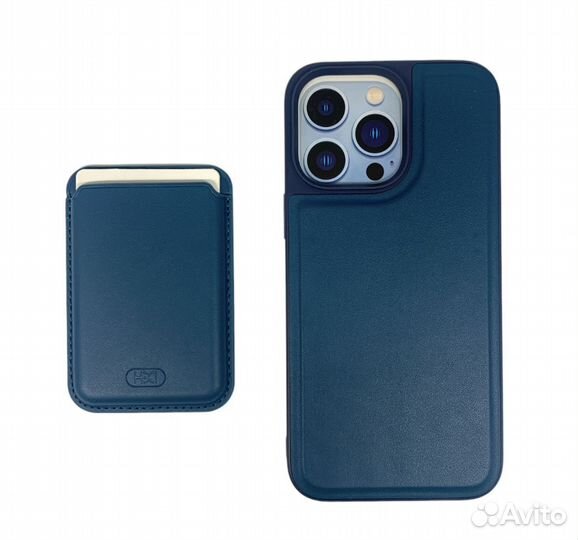 Чехол для iPhone 14 PRO MAX case+pocket синий