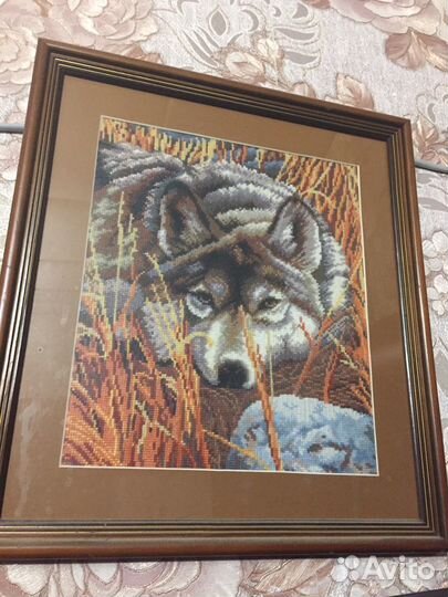 Картина крестиком»Взгляд волка»