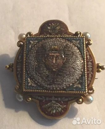 Брошь Микромозаика антикварная Италия