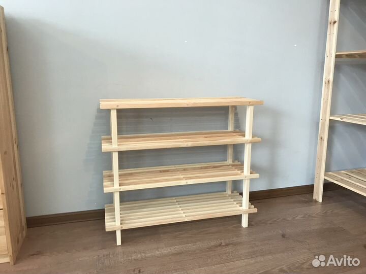 Полка для обуви 4х ярусная из массива сосны