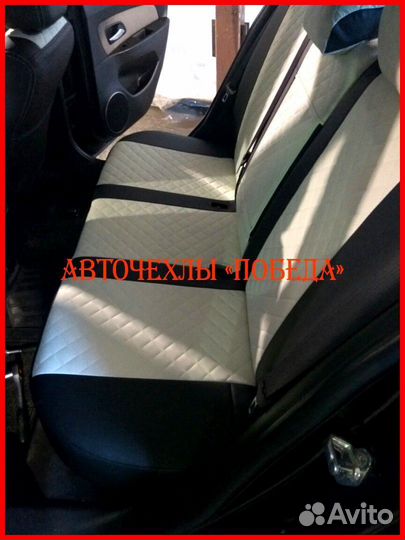 Чехлы Chevrolet Cruze из экокожи чёрно-белые Ромб