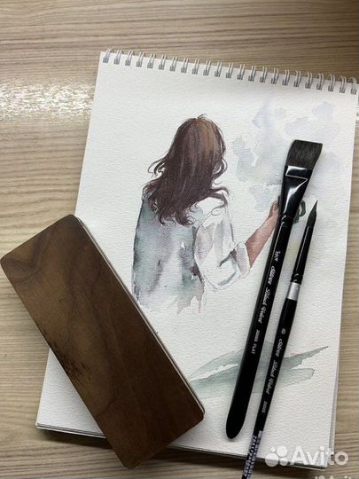 Палитра для красок, пенал деревянный а ассорт