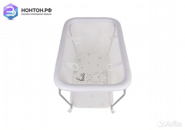 Манеж Classic принт Бегемотик / серый