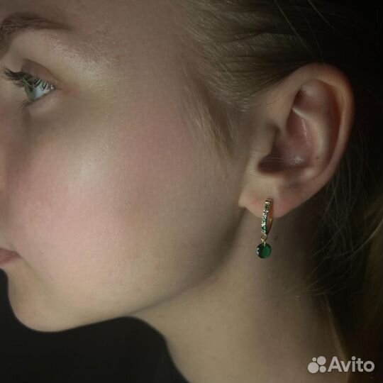 Серьги из серебра 925 с камнем