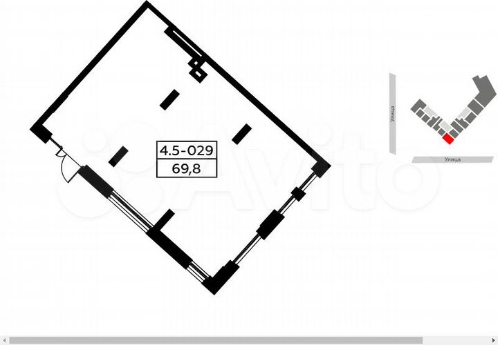 Аренда, торговое помещение, площадь 69.8 кв.м