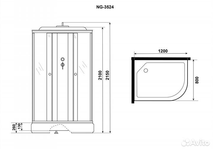 Душевая кабина Niagara Eco E120/80/26L/MT new