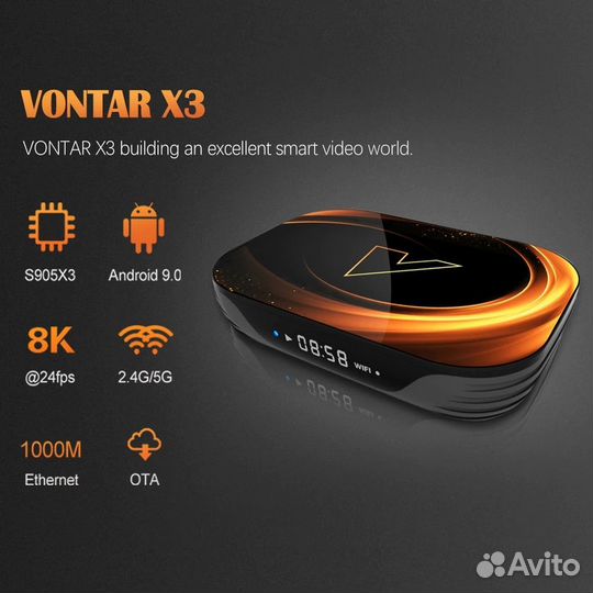 Vontar X3 4/32Gb (S905X3) Android 9.0 Настроенная